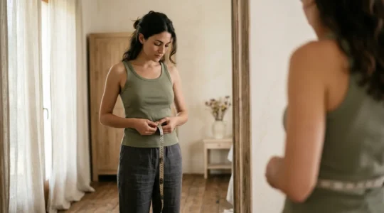 Misurazione del corpo per identificare la body shape con metro da sarta