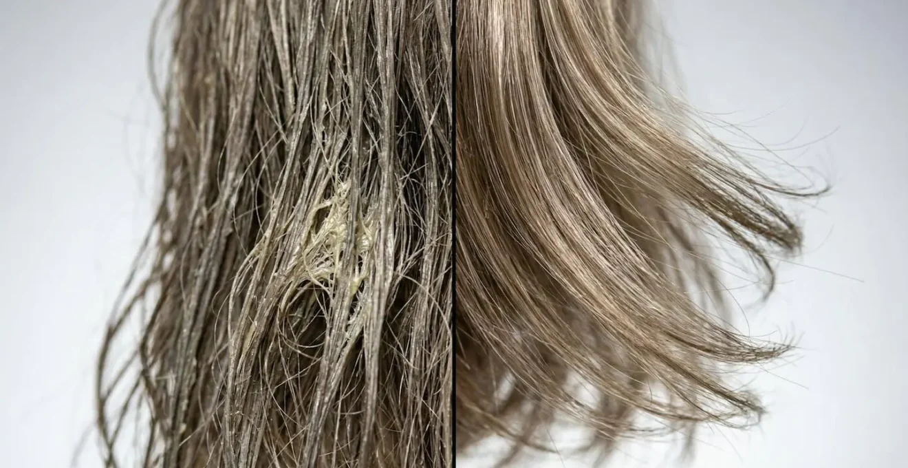 Capelli fini lisci con texture leggera mostra differenza applicazione balsamo