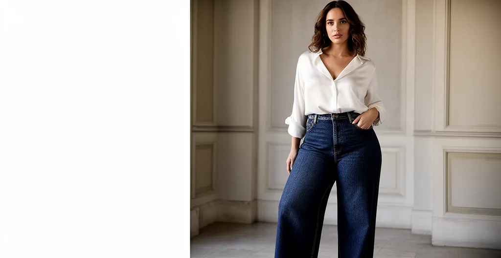 Donna italiana con jeans a vita alta che valorizzano la figura femminile con fianchi pronunciati