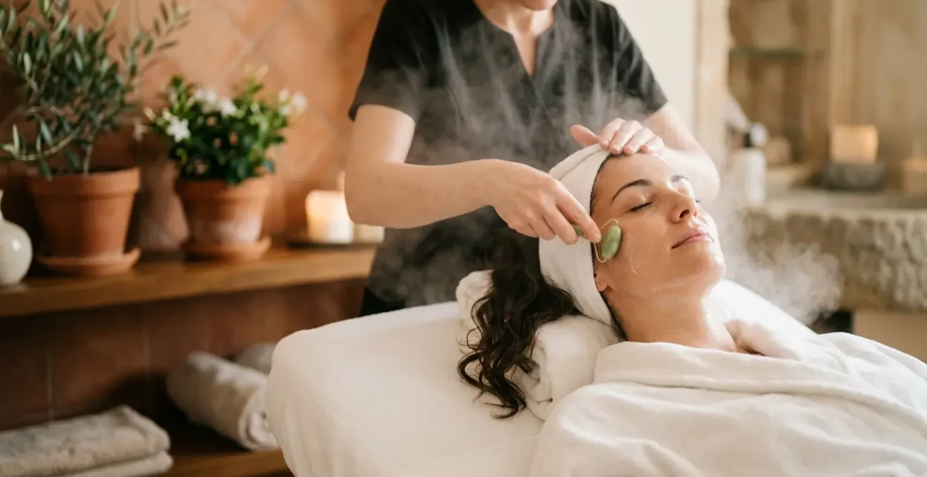 Trattamento di pulizia del viso professionale in un centro estetico italiano