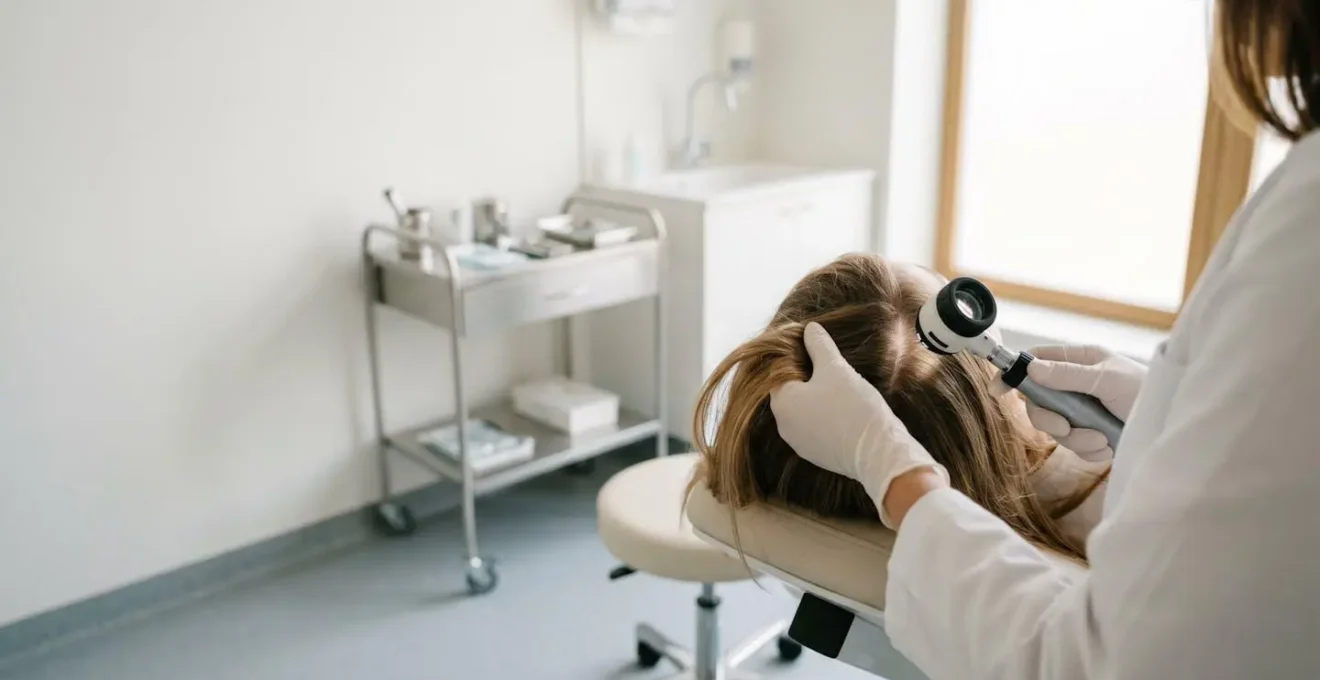 Visione ravvicinata del cuoio capelluto per identificare problemi dermatologici