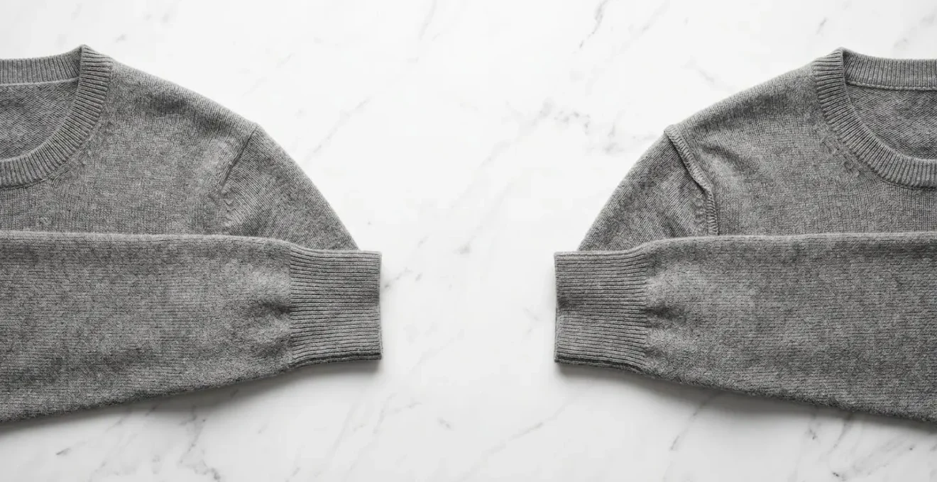 Confronto tra cuciture di cashmere di alta qualità e produzione industriale