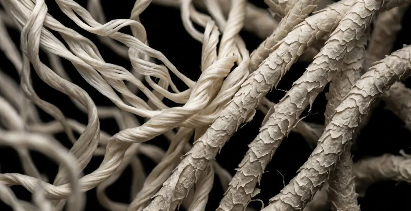 Vista macro ravvicinata di fibre di cotone e lana con texture visibili