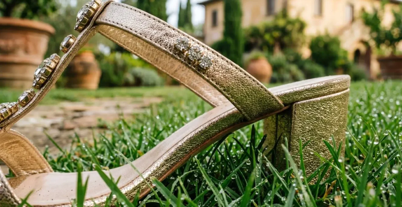 Scarpe eleganti per matrimonio in giardino all'italiana
