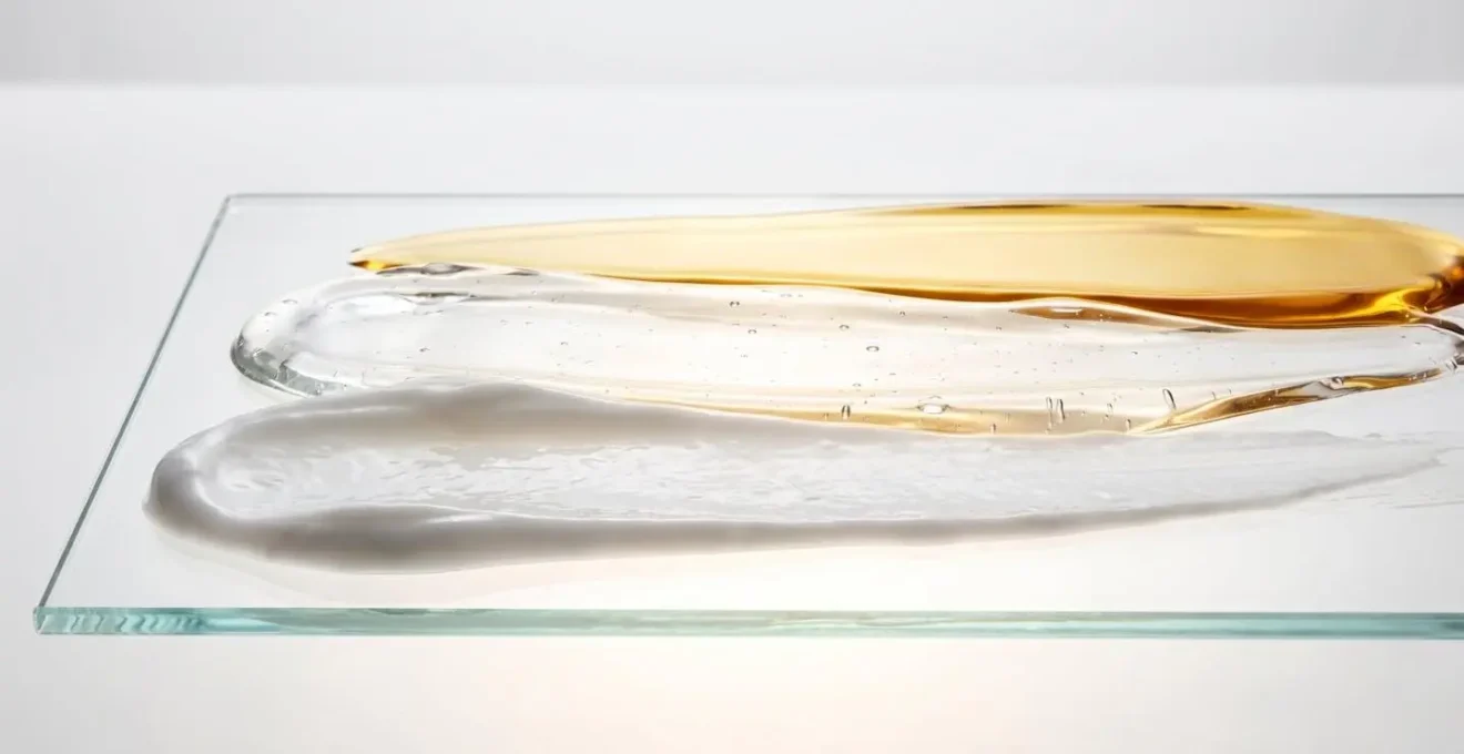 Composizione astratta di diverse texture cosmetiche stratificate