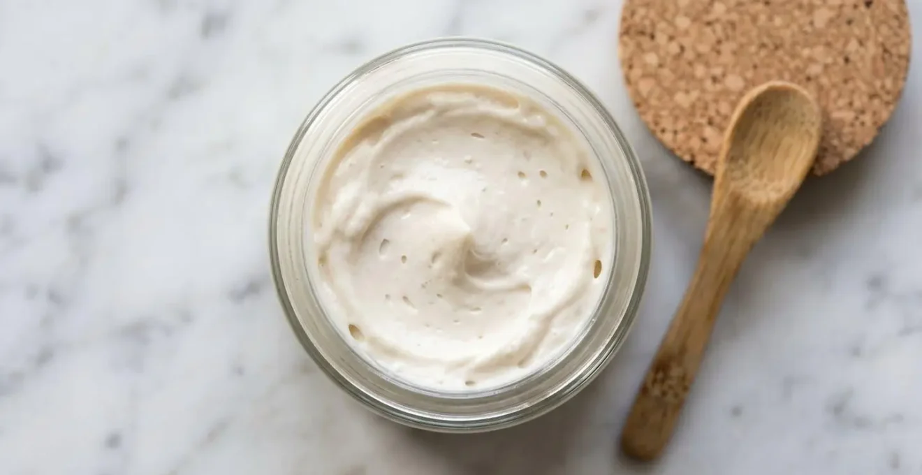 Primo piano di un vasetto di crema naturale aperto con spatola di bambù accanto, che simboleggia l'igiene